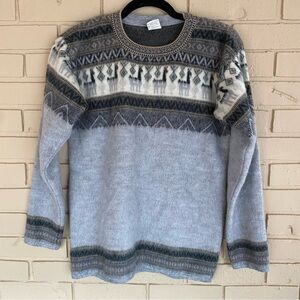 Cozy Light Gray Nordic Crewneck Sweater